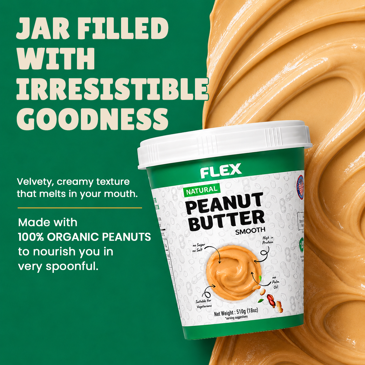 FLEX Natural Smooth Peanut Butter – 2 Pack